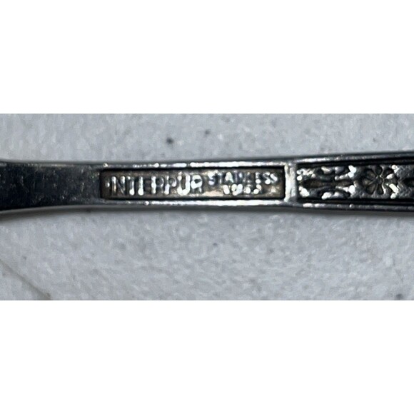 Interpur FLORENZ Stainless 1 Petal Black Textured Spoon ~6.5” - Picture 7 of 7